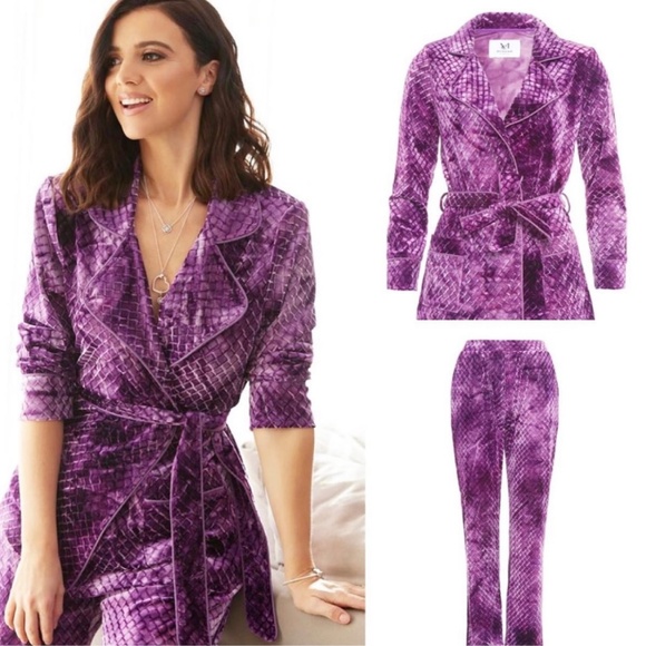 MCHUGH LUXURY LIFESTYLE VELVET PIJAMAS LOUNGEWEAR TROUSERS BLAZER SET